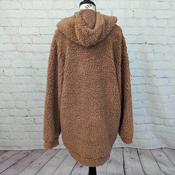 PLT Women's Tan Teddy Borg Oversized Lounge Hoodie M NEW - Picture 5 of 8